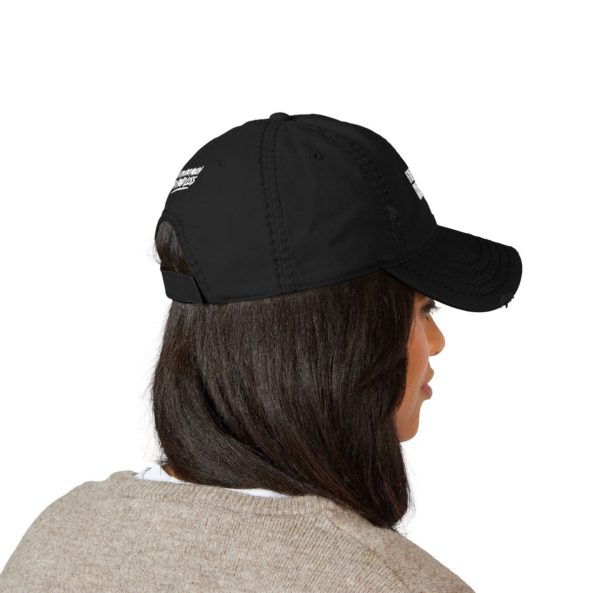 Embroidered Distressed Dad Hat — “If I’m Too Much Go Find Less”