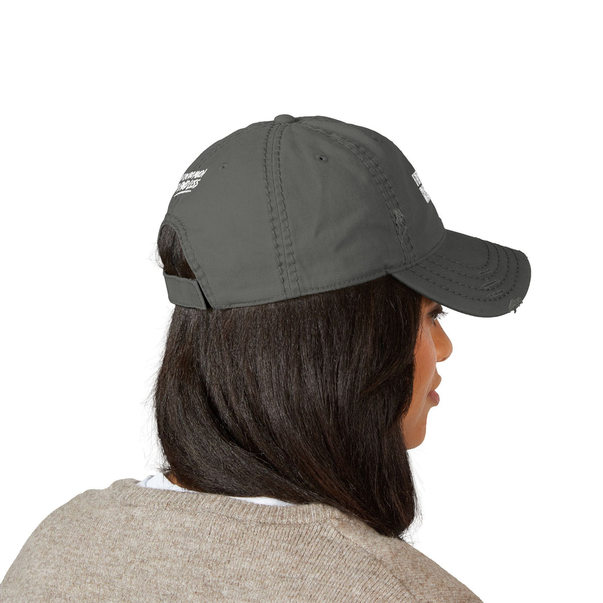 Embroidered Distressed Dad Hat — “If I’m Too Much Go Find Less”